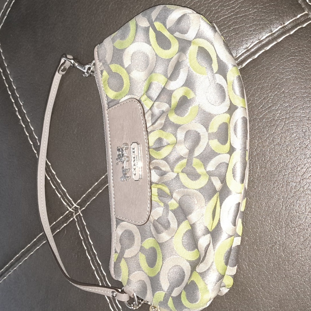 Like New coach wristlet/ lime and gray